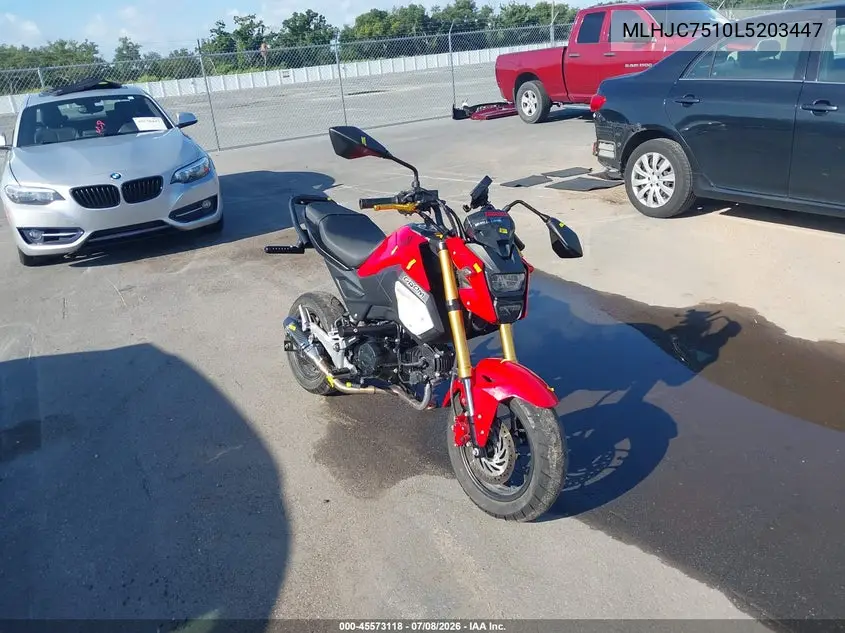 2020 Honda Grom 125 VIN: MLHJC7510L5203447 Lot: 45573118