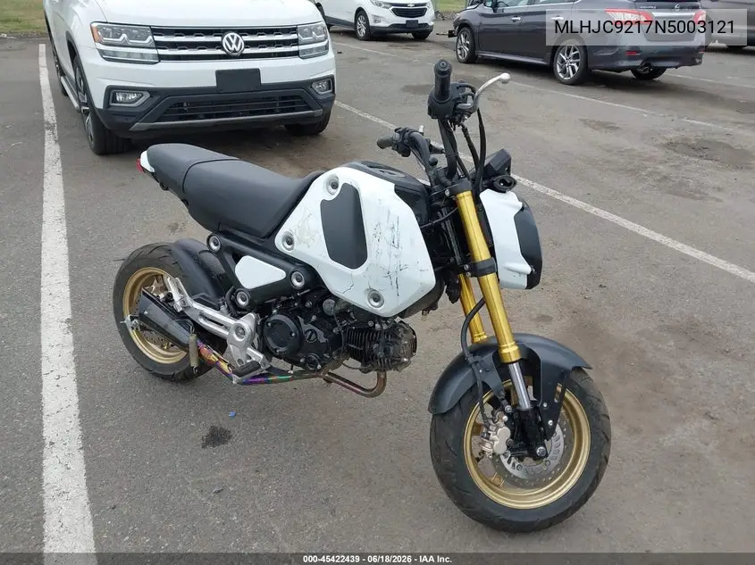 2022 Honda Grom 125 VIN: MLHJC9217N5003121 Lot: 45422439