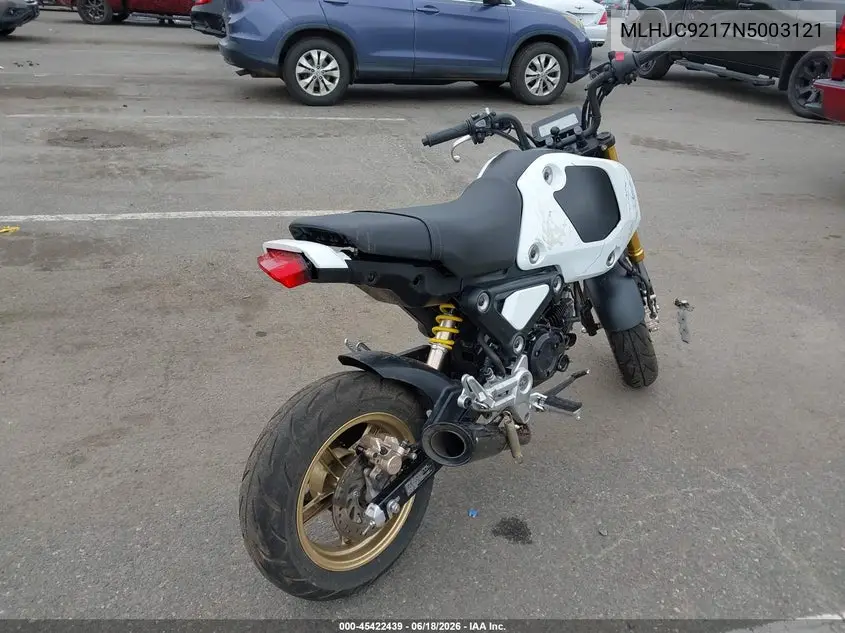 2022 Honda Grom 125 VIN: MLHJC9217N5003121 Lot: 45422439