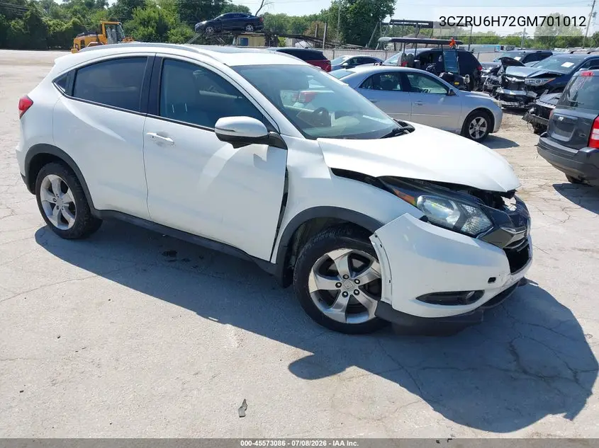 2016 Honda Hr-V Ex-L VIN: 3CZRU6H72GM701012 Lot: 45573086