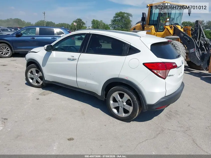 2016 Honda Hr-V Ex-L VIN: 3CZRU6H72GM701012 Lot: 45573086