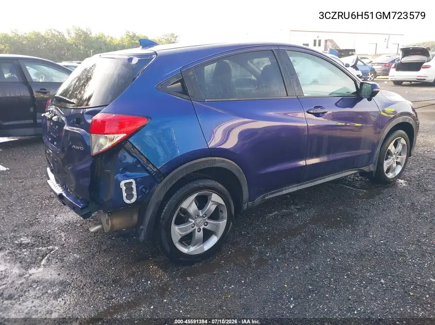 2016 Honda Hr-V Ex VIN: 3CZRU6H51GM723579 Lot: 45591394