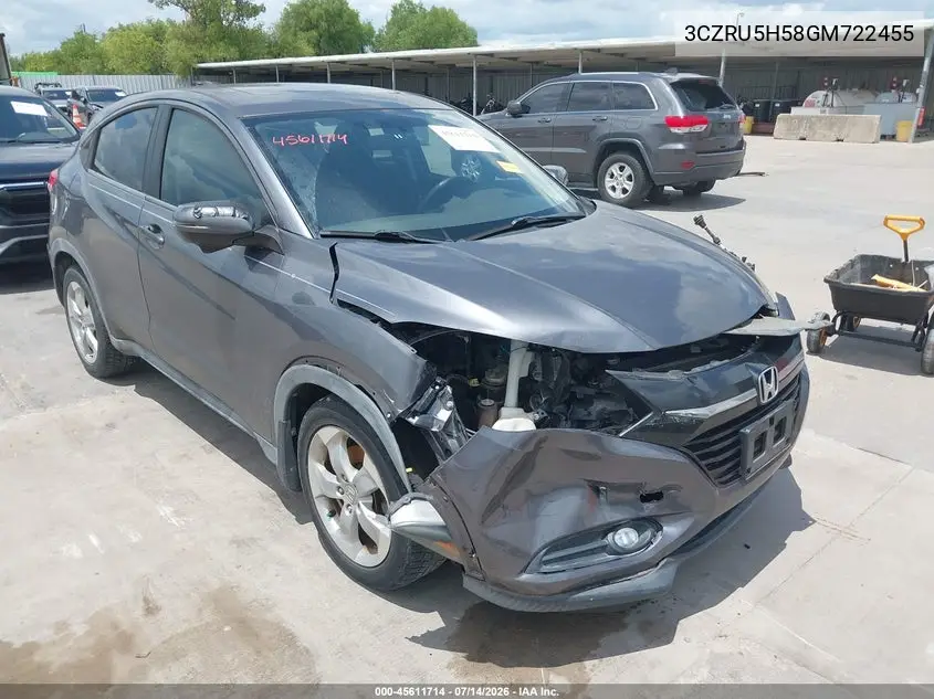 2016 Honda Hr-V Ex VIN: 3CZRU5H58GM722455 Lot: 45611714