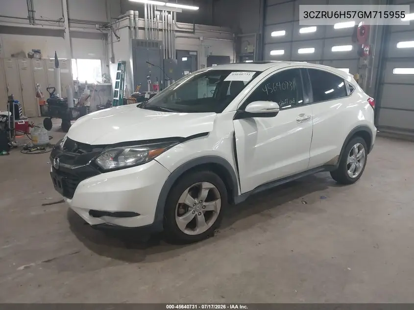 2016 Honda Hr-V Ex VIN: 3CZRU6H57GM715955 Lot: 45640731