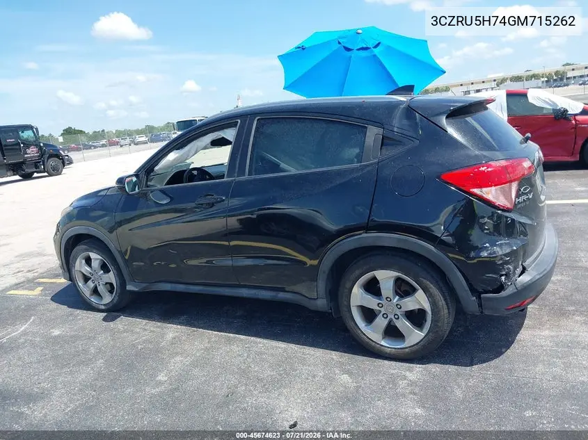 2016 Honda Hr-V Ex-L VIN: 3CZRU5H74GM715262 Lot: 45674623