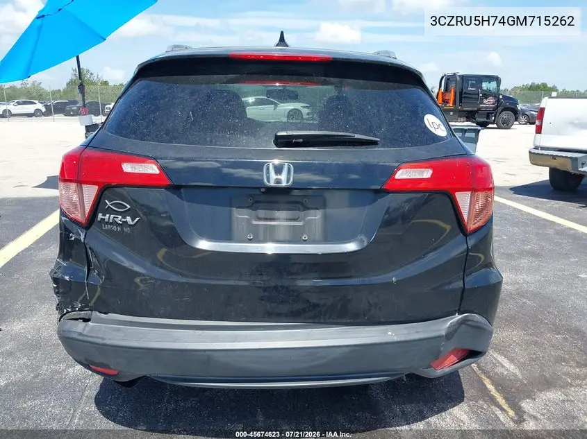2016 Honda Hr-V Ex-L VIN: 3CZRU5H74GM715262 Lot: 45674623