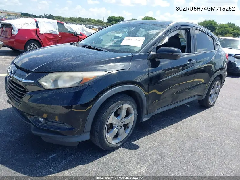 2016 Honda Hr-V Ex-L VIN: 3CZRU5H74GM715262 Lot: 45674623