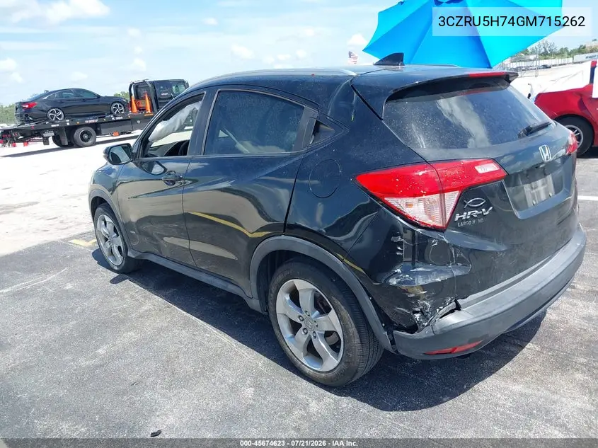2016 Honda Hr-V Ex-L VIN: 3CZRU5H74GM715262 Lot: 45674623