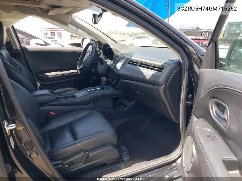 2016 Honda Hr-V Ex-L VIN: 3CZRU5H74GM715262 Lot: 45674623