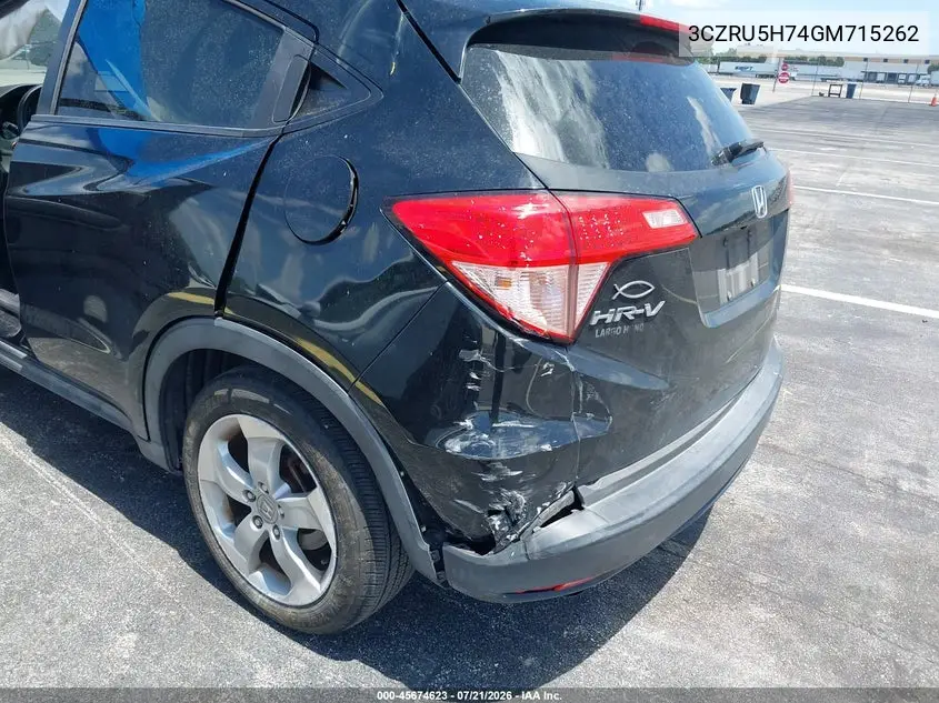 2016 Honda Hr-V Ex-L VIN: 3CZRU5H74GM715262 Lot: 45674623