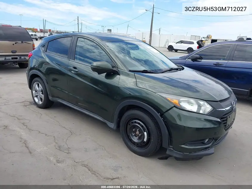 2016 Honda Hr-V Ex VIN: 3CZRU5H53GM712027 Lot: 45683396