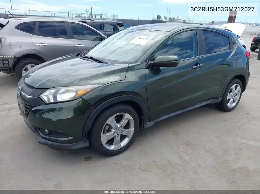 2016 Honda Hr-V Ex VIN: 3CZRU5H53GM712027 Lot: 45683396