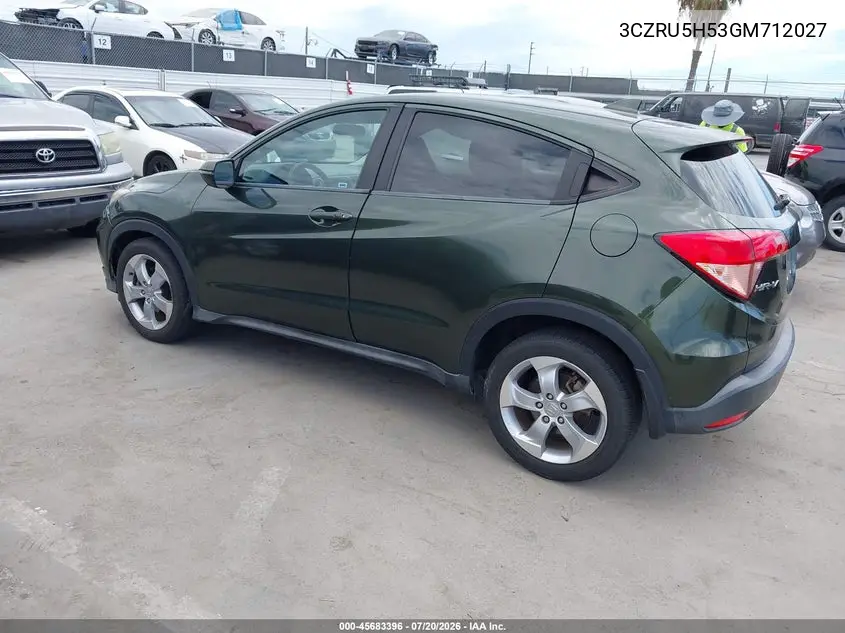 2016 Honda Hr-V Ex VIN: 3CZRU5H53GM712027 Lot: 45683396