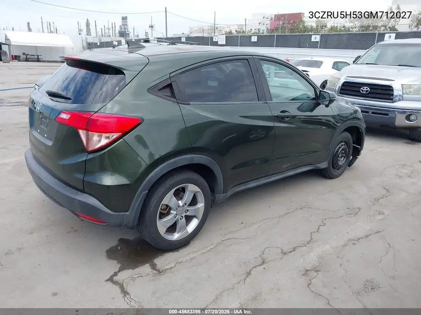 2016 Honda Hr-V Ex VIN: 3CZRU5H53GM712027 Lot: 45683396