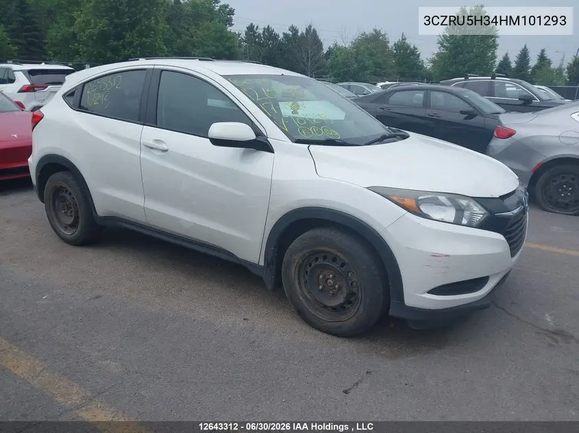 2017 Honda Hr-V VIN: 3CZRU5H34HM101293 Lot: 12643312