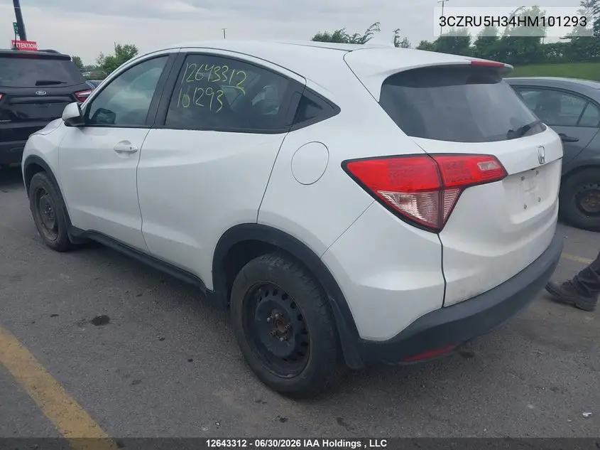 2017 Honda Hr-V VIN: 3CZRU5H34HM101293 Lot: 12643312