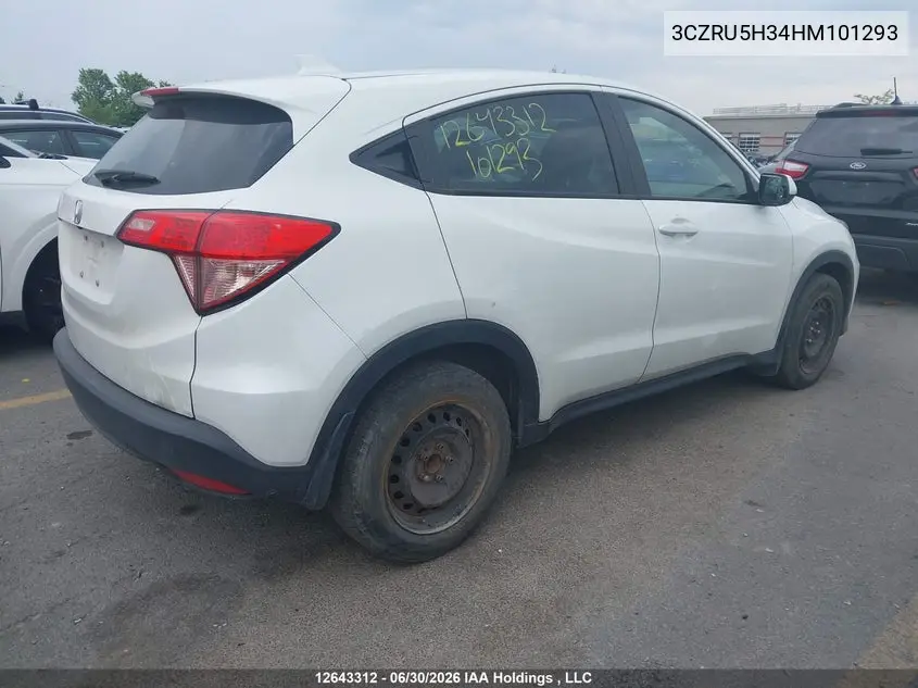 2017 Honda Hr-V VIN: 3CZRU5H34HM101293 Lot: 12643312