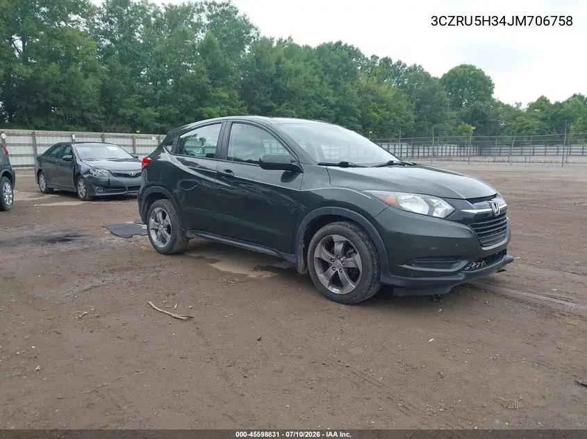 2018 Honda Hr-V Lx VIN: 3CZRU5H34JM706758 Lot: 45598831