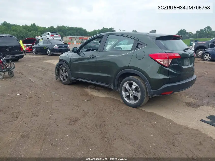 2018 Honda Hr-V Lx VIN: 3CZRU5H34JM706758 Lot: 45598831