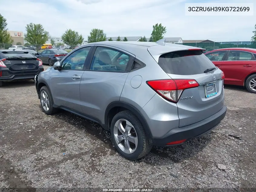 2019 Honda Hr-V Lx VIN: 3CZRU6H39KG722699 Lot: 45420498