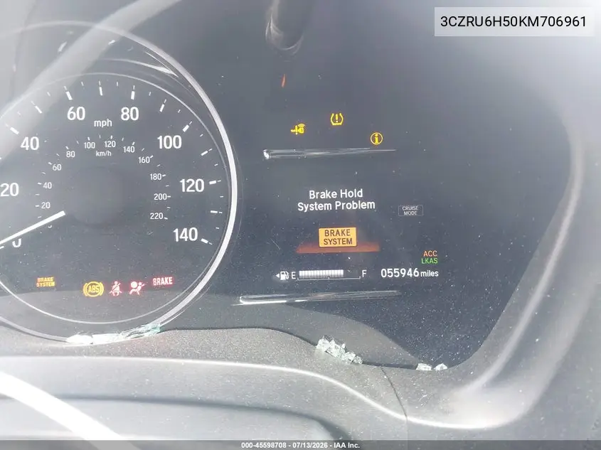 2019 Honda Hr-V Ex VIN: 3CZRU6H50KM706961 Lot: 45598708