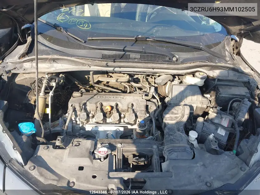 2021 Honda Hr-V VIN: 3CZRU6H93MM102505 Lot: 12643346
