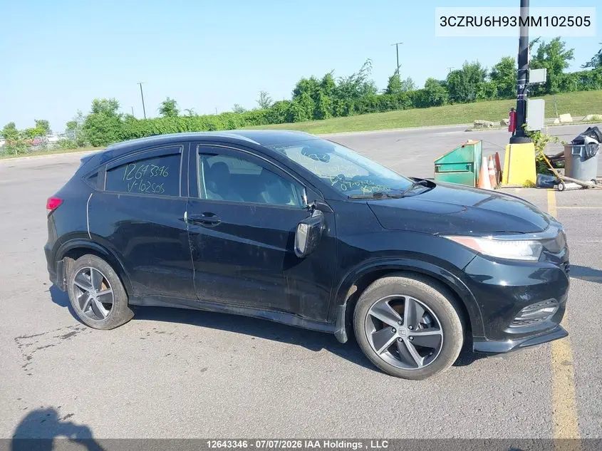 2021 Honda Hr-V VIN: 3CZRU6H93MM102505 Lot: 12643346