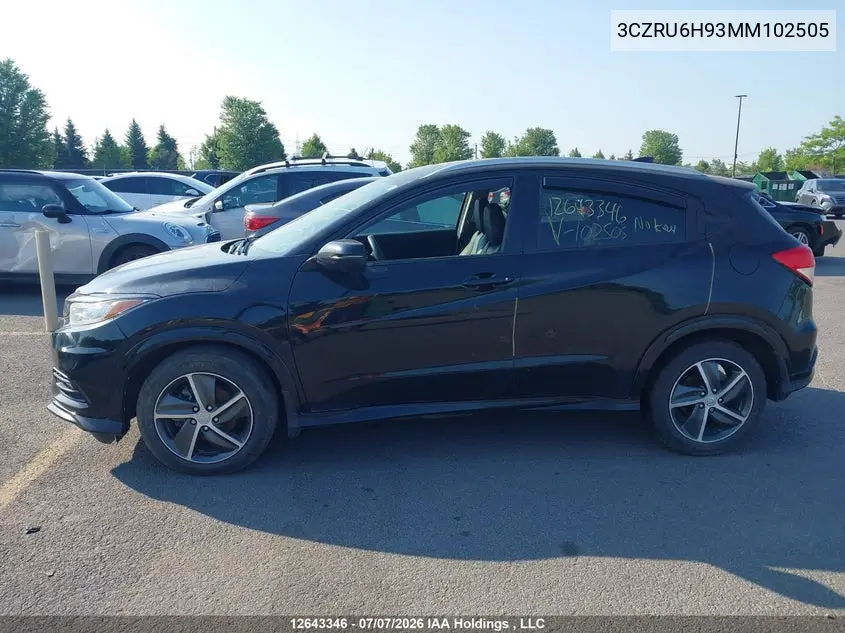 2021 Honda Hr-V VIN: 3CZRU6H93MM102505 Lot: 12643346