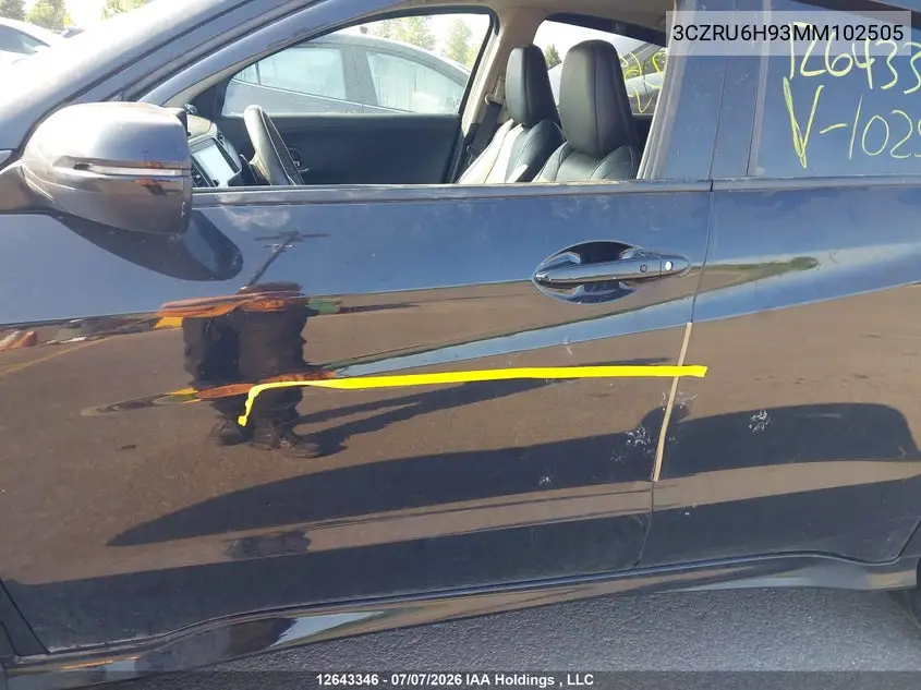 2021 Honda Hr-V VIN: 3CZRU6H93MM102505 Lot: 12643346