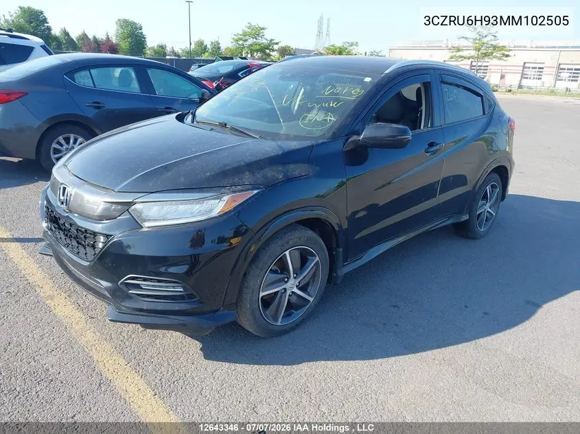 2021 Honda Hr-V VIN: 3CZRU6H93MM102505 Lot: 12643346
