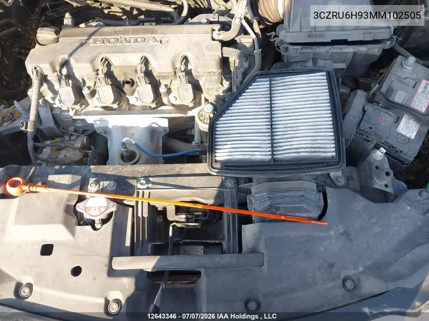 2021 Honda Hr-V VIN: 3CZRU6H93MM102505 Lot: 12643346