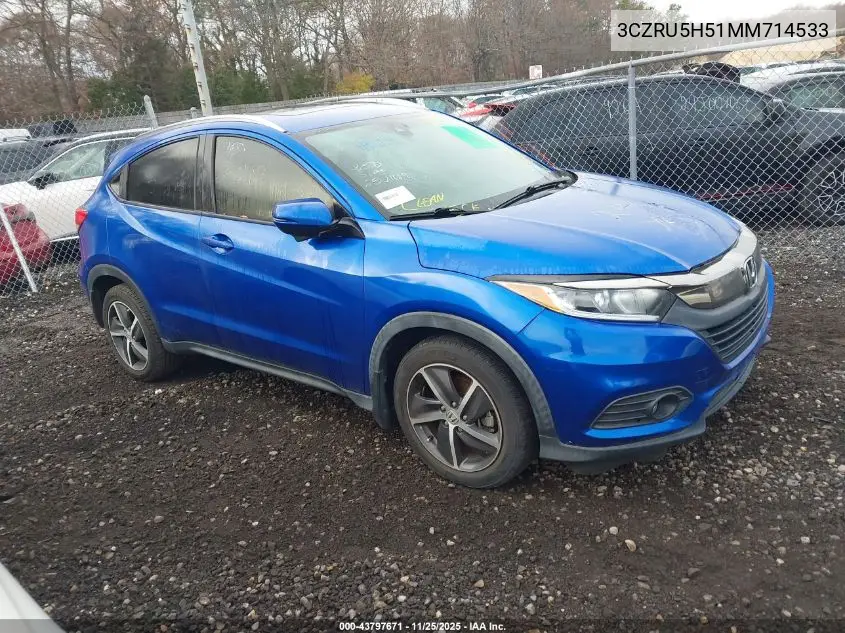 3CZRU5H51MM714533 2021 Honda Hr-V 2Wd Ex