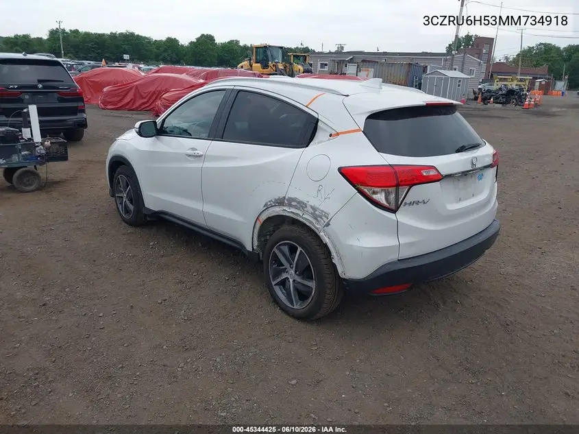 2021 Honda Hr-V Awd Ex VIN: 3CZRU6H53MM734918 Lot: 45344425