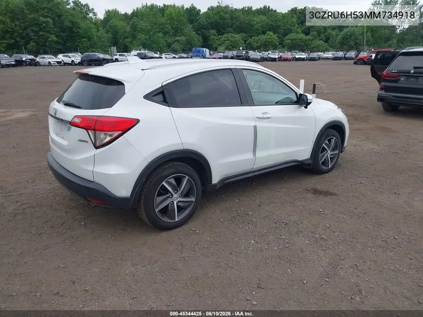 2021 Honda Hr-V Awd Ex VIN: 3CZRU6H53MM734918 Lot: 45344425