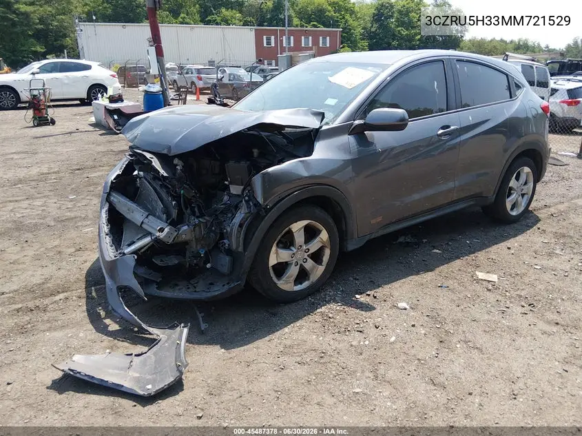 2021 Honda Hr-V 2Wd Lx VIN: 3CZRU5H33MM721529 Lot: 45487378
