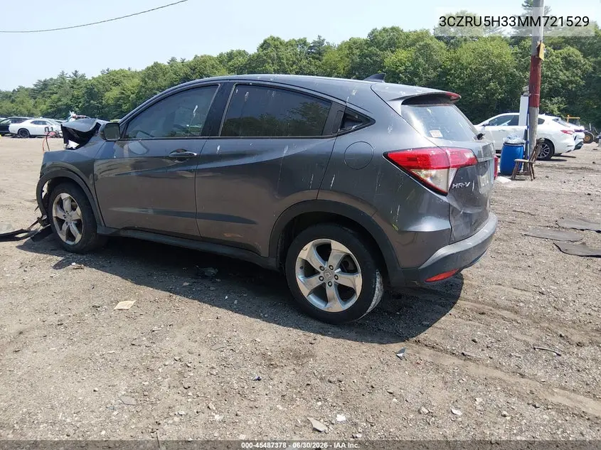 2021 Honda Hr-V 2Wd Lx VIN: 3CZRU5H33MM721529 Lot: 45487378