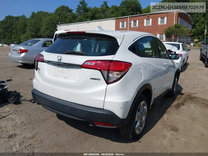 2021 Honda Hr-V Awd Lx VIN: 3CZRU6H38MM702979 Lot: 45502456