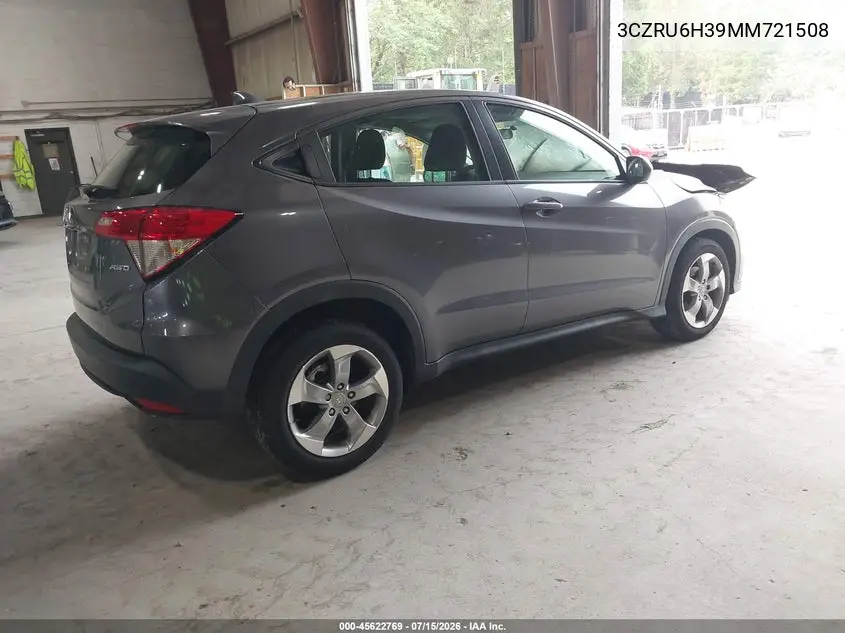 2021 Honda Hr-V Awd Lx VIN: 3CZRU6H39MM721508 Lot: 45622769