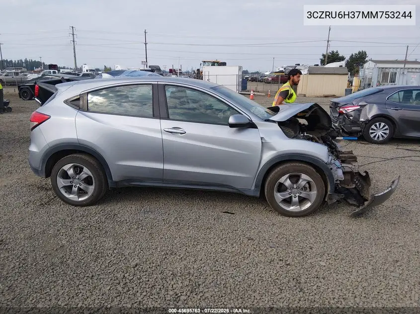 2021 Honda Hr-V Awd Lx VIN: 3CZRU6H37MM753244 Lot: 45695763
