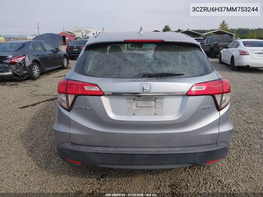 2021 Honda Hr-V Awd Lx VIN: 3CZRU6H37MM753244 Lot: 45695763