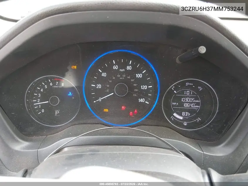 2021 Honda Hr-V Awd Lx VIN: 3CZRU6H37MM753244 Lot: 45695763