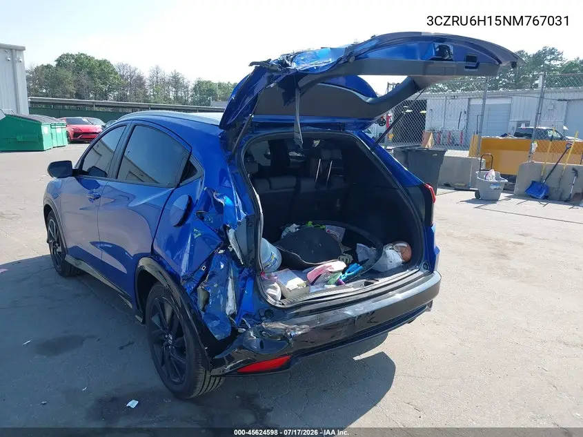 2022 Honda Hr-V Awd Sport VIN: 3CZRU6H15NM767031 Lot: 45624598