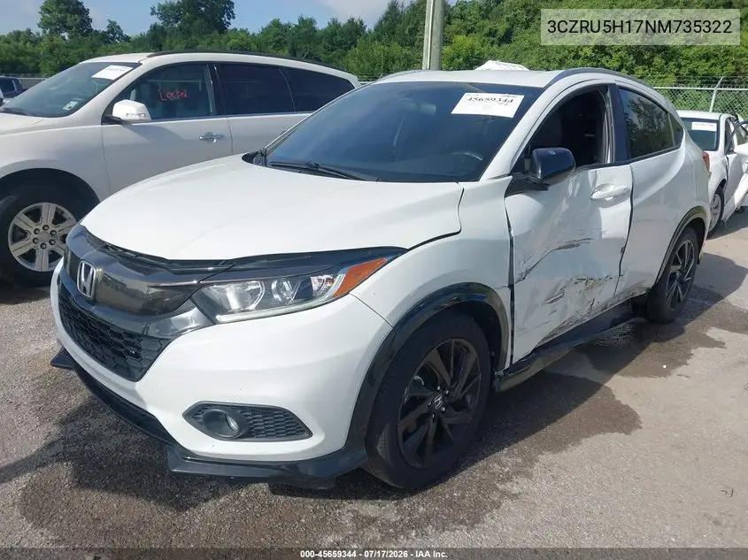 2022 Honda Hr-V 2Wd Sport VIN: 3CZRU5H17NM735322 Lot: 45659344