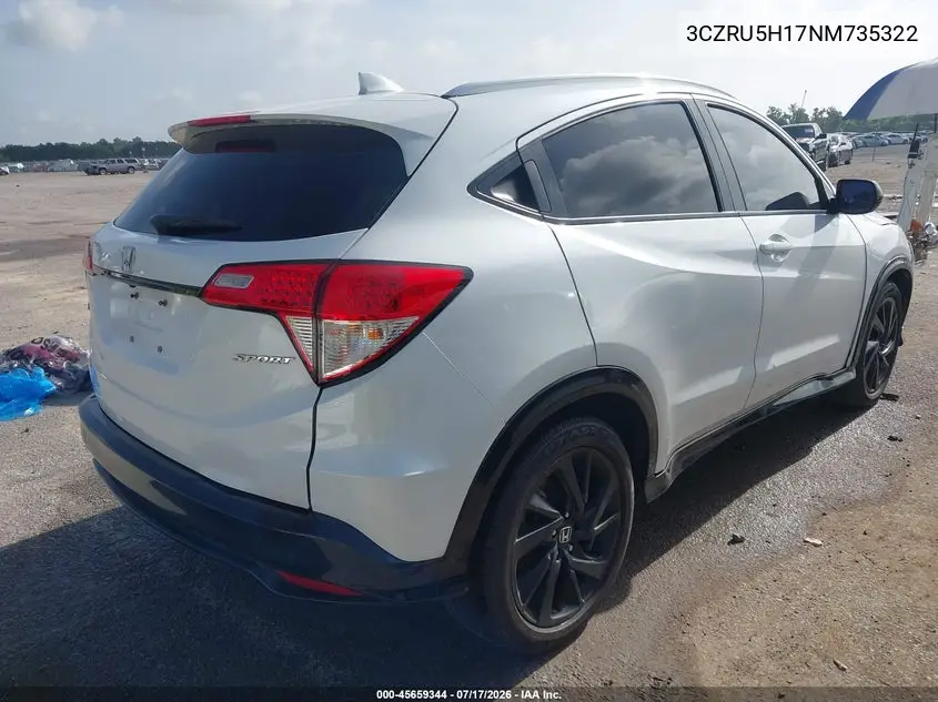 2022 Honda Hr-V 2Wd Sport VIN: 3CZRU5H17NM735322 Lot: 45659344