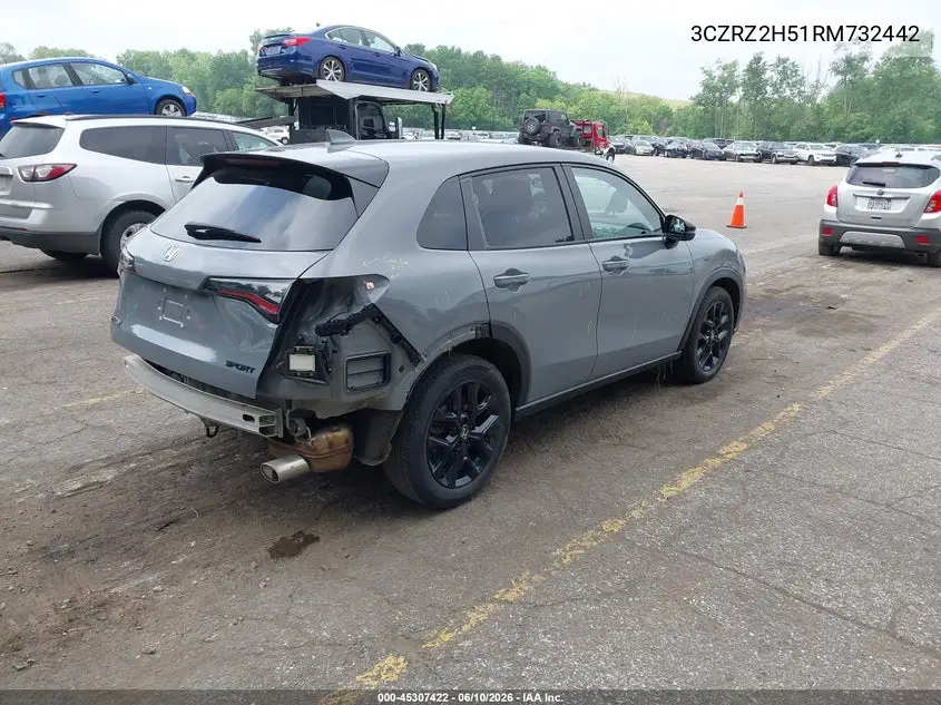 2024 Honda Hr-V Awd Sport/Awd Sport W/O Bsi VIN: 3CZRZ2H51RM732442 Lot: 45307422