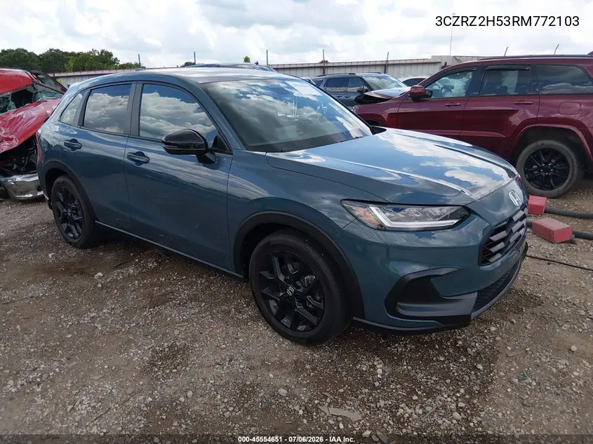 2024 Honda Hr-V Awd Sport/Awd Sport W/O Bsi VIN: 3CZRZ2H53RM772103 Lot: 45554651