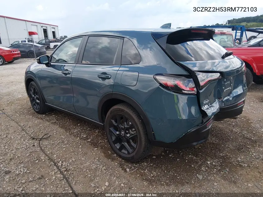2024 Honda Hr-V Awd Sport/Awd Sport W/O Bsi VIN: 3CZRZ2H53RM772103 Lot: 45554651