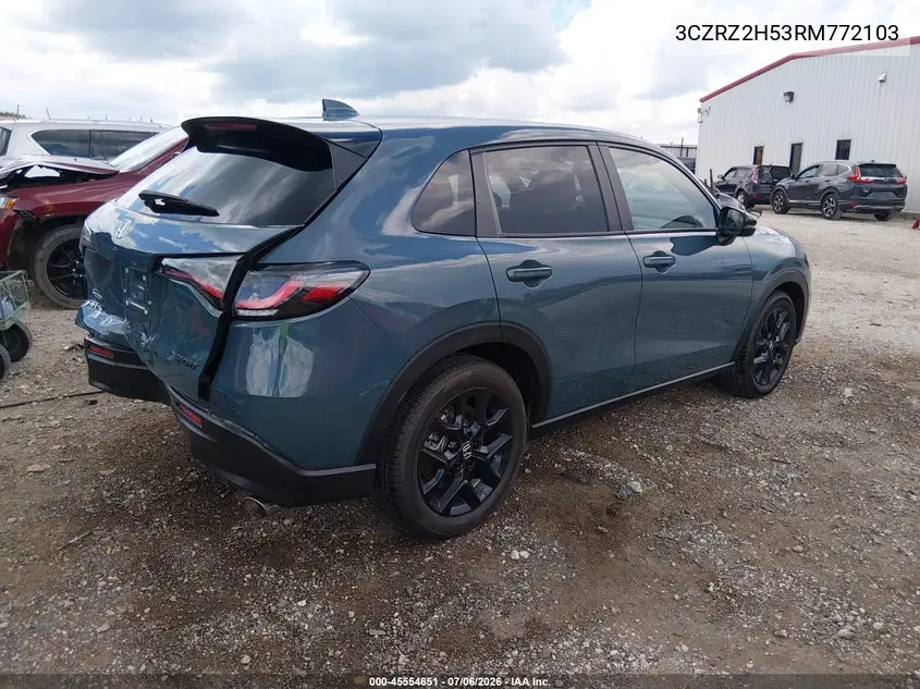 2024 Honda Hr-V Awd Sport/Awd Sport W/O Bsi VIN: 3CZRZ2H53RM772103 Lot: 45554651