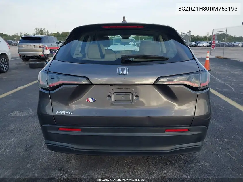 2024 Honda Hr-V 2Wd Lx VIN: 3CZRZ1H30RM753193 Lot: 45672721