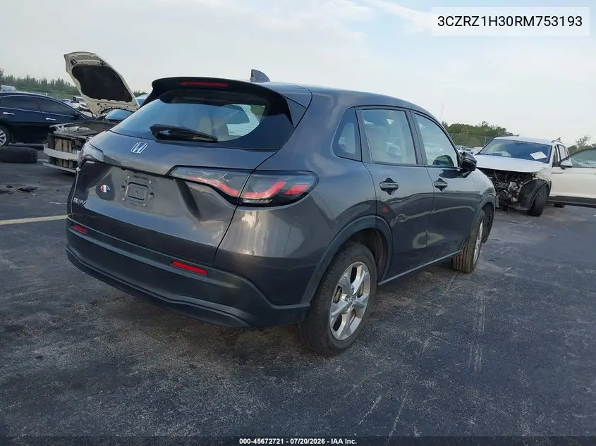 2024 Honda Hr-V 2Wd Lx VIN: 3CZRZ1H30RM753193 Lot: 45672721
